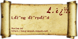 Láng Árpád névjegykártya